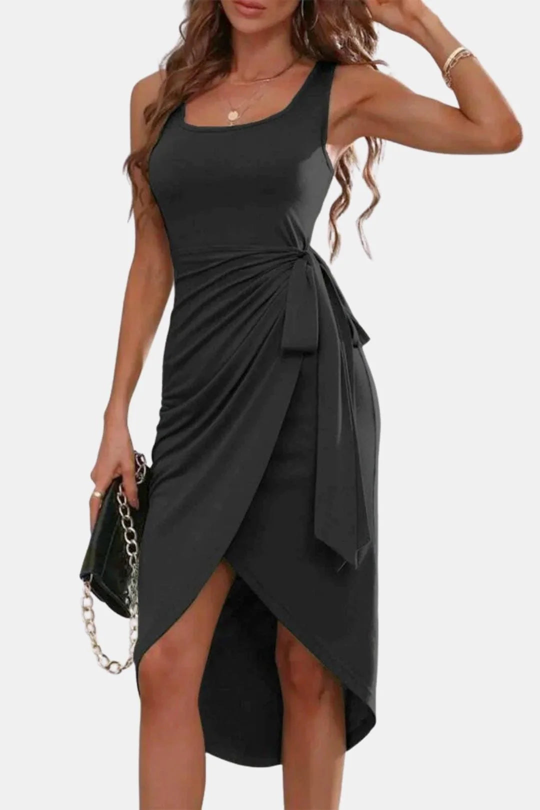 Leila - Bow Waist V-Neck Wrap Dress