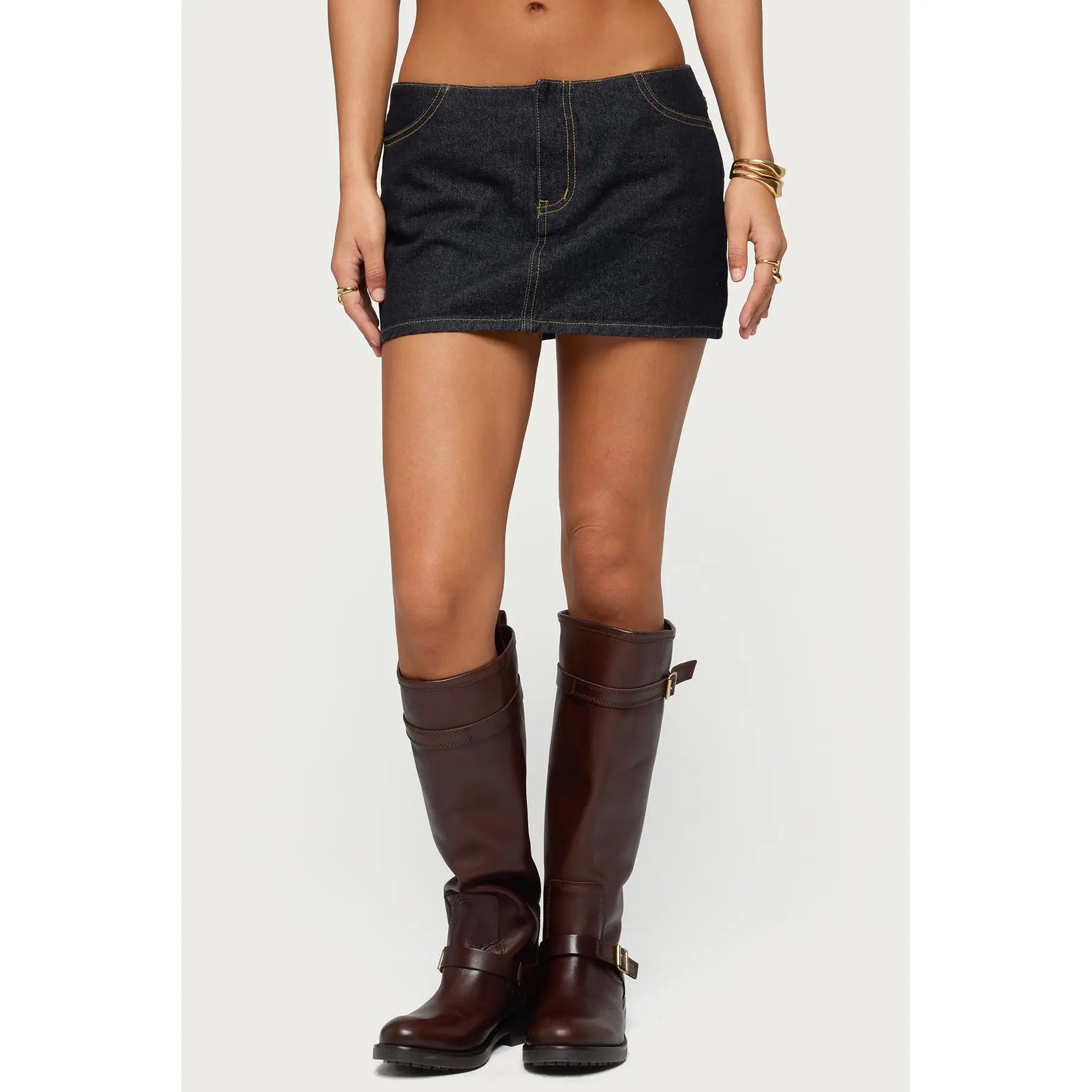Leire No Waistband Denim Mini Skort